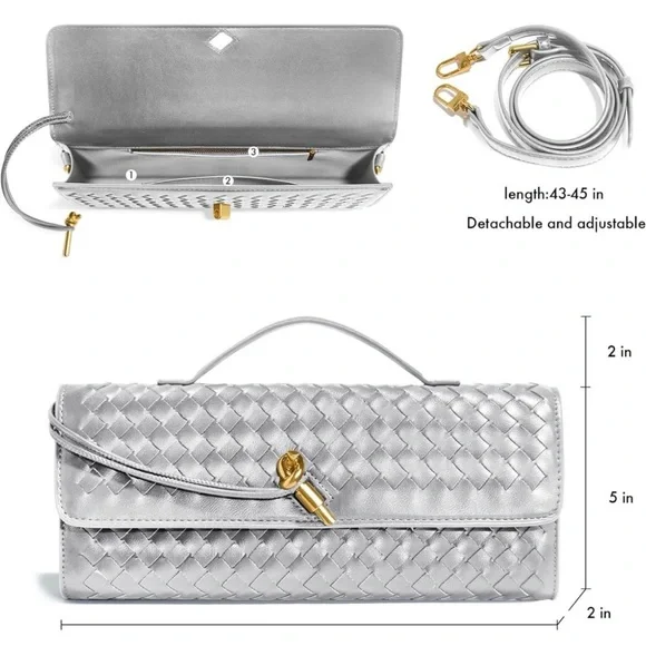 Silver Woven Clutch Bag - Picture 6 of 6